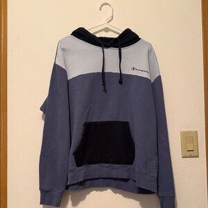 Champion Two-Tone Navy and Light Blue Colorblock Hoodie